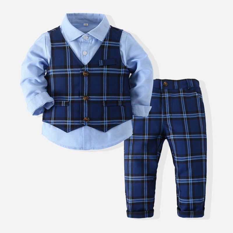 Gentleman Clothing Set Long Sleeve Shirt+Waistcoat+Pants
