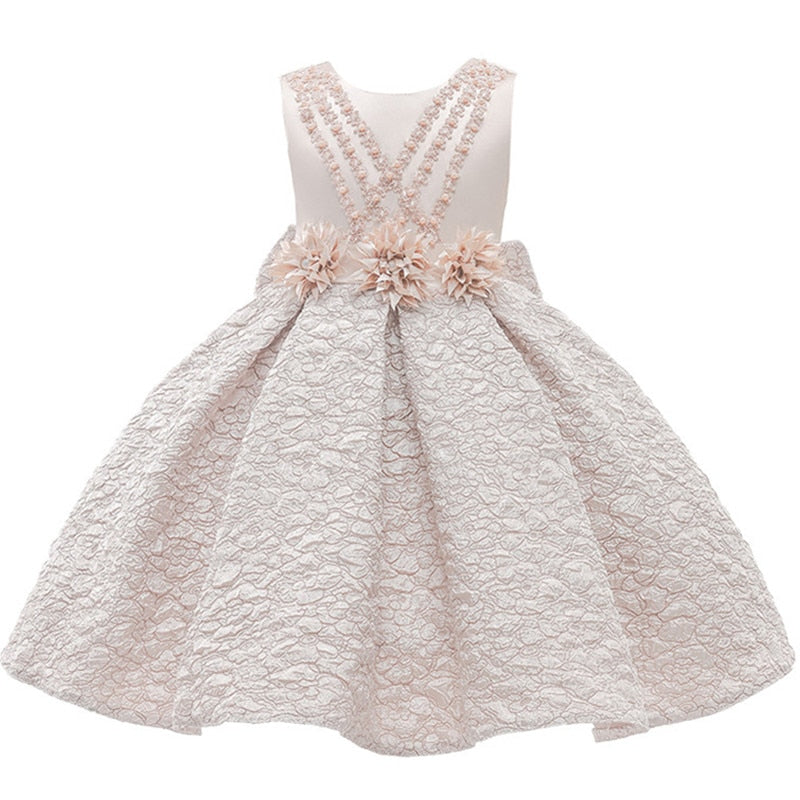 Princess Beads Bow Baby Girls Party Dress