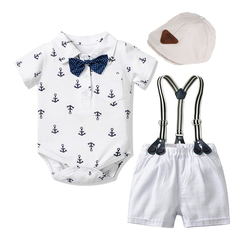 Bow Outfit Hat + Rompers + Shorts Set
