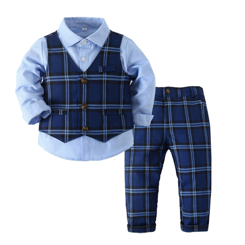 Gentleman Clothing Set Long Sleeve Shirt+Waistcoat+Pants