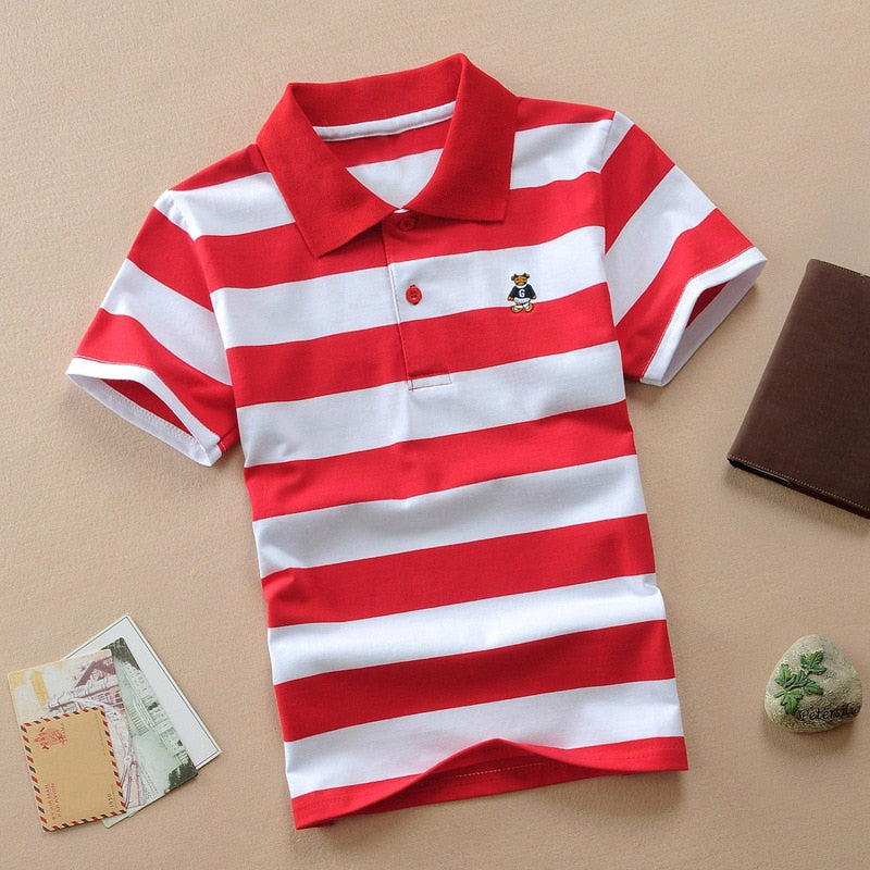 Short Sleeve Shirts Fashion Stripes Polo T-shirt