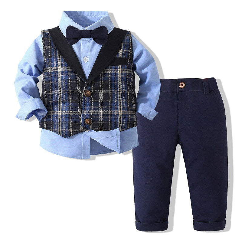 Gentleman Clothing Set Long Sleeve Shirt+Waistcoat+Pants