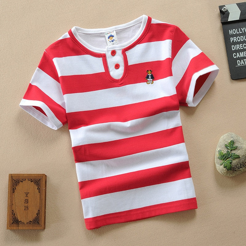 Short Sleeve Shirts Fashion Stripes Polo T-shirt