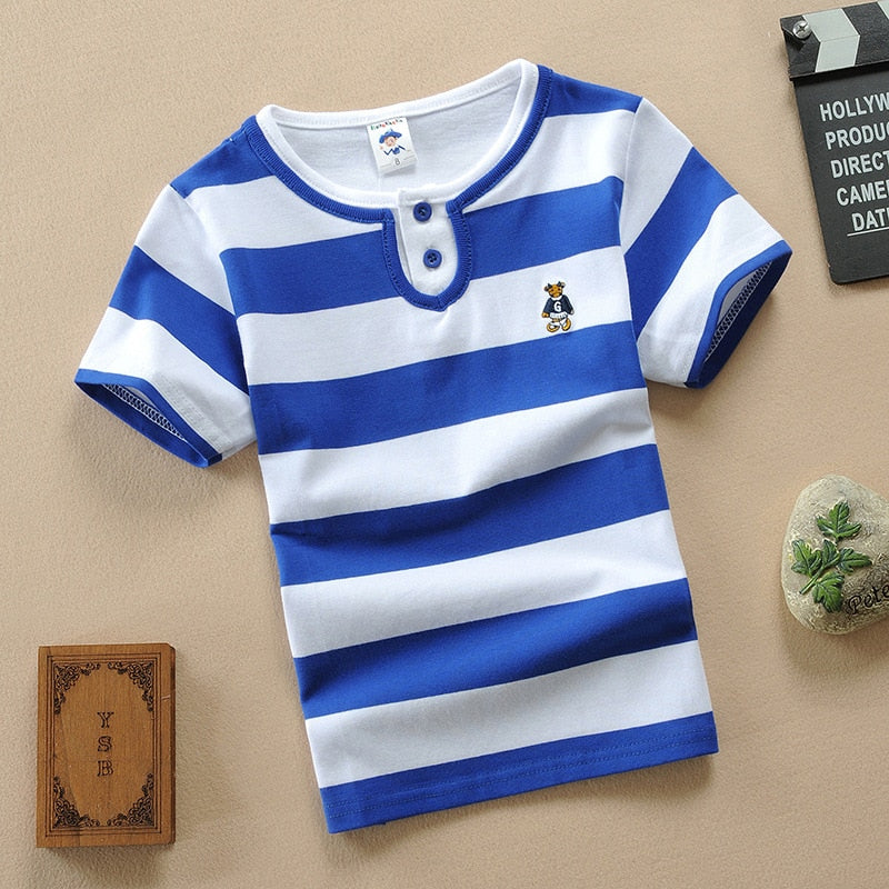 Short Sleeve Shirts Fashion Stripes Polo T-shirt