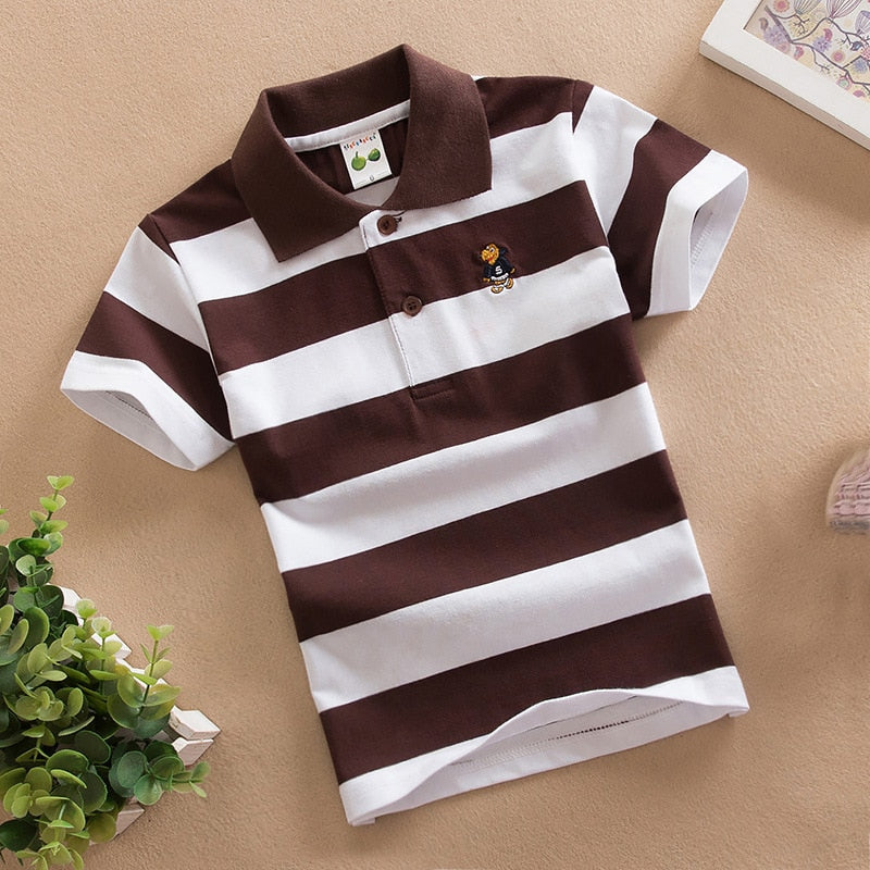 Short Sleeve Shirts Fashion Stripes Polo T-shirt