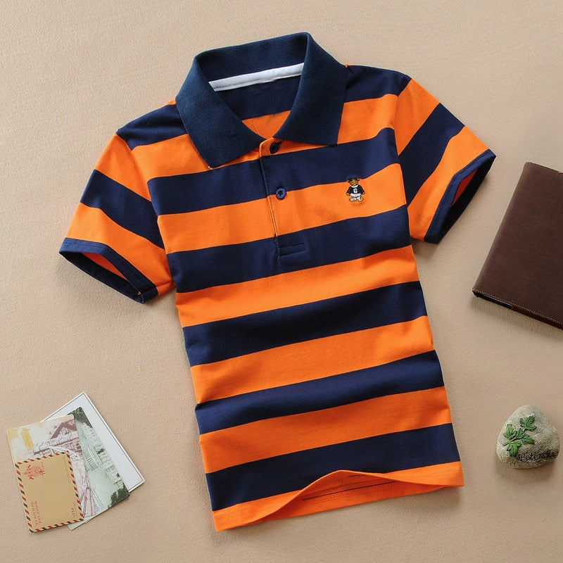 Short Sleeve Shirts Fashion Stripes Polo T-shirt