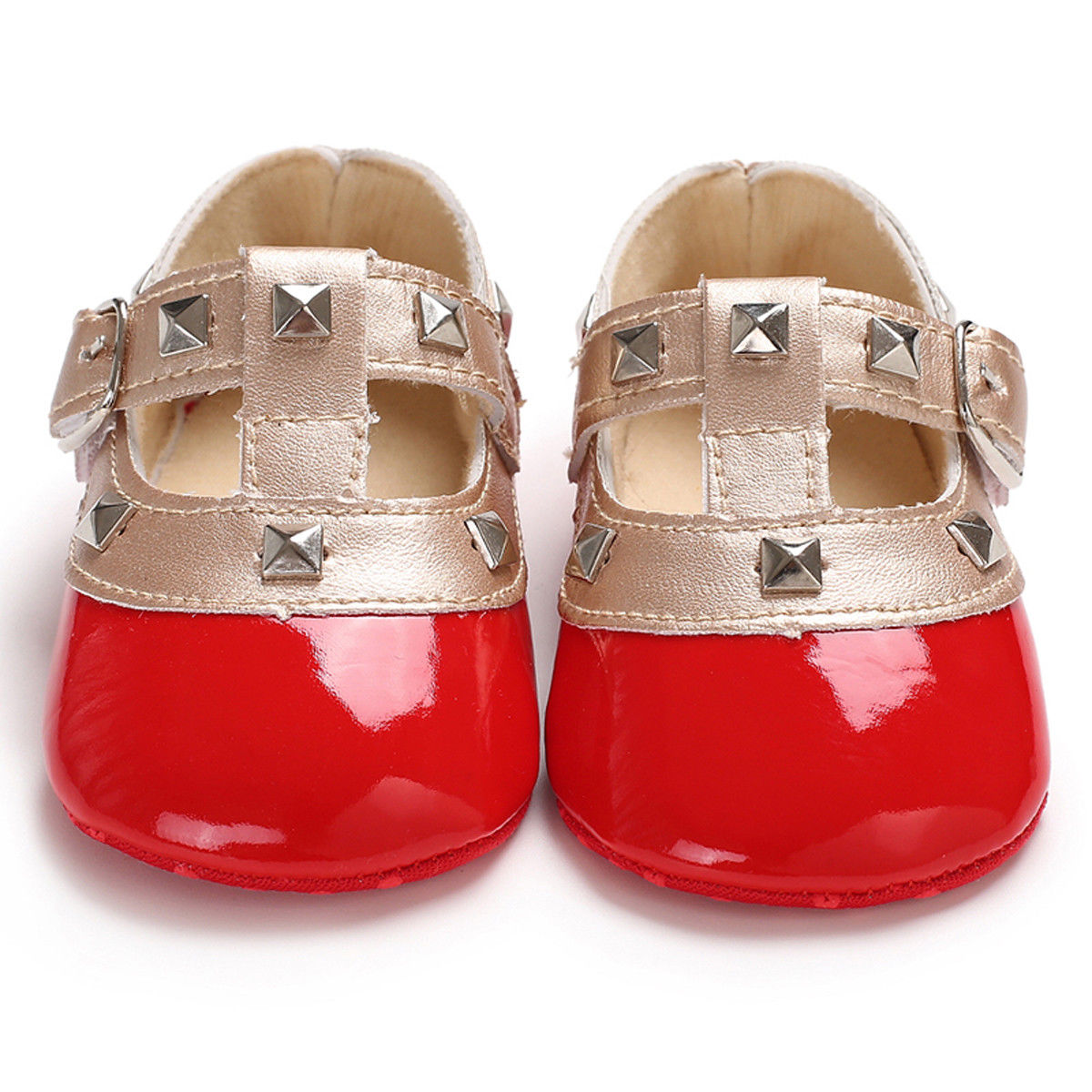 Baby Girl  Soft Sole Leather Solid Buckle Sandals
