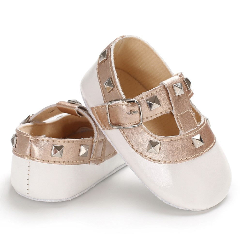Baby Girl  Soft Sole Leather Solid Buckle Sandals