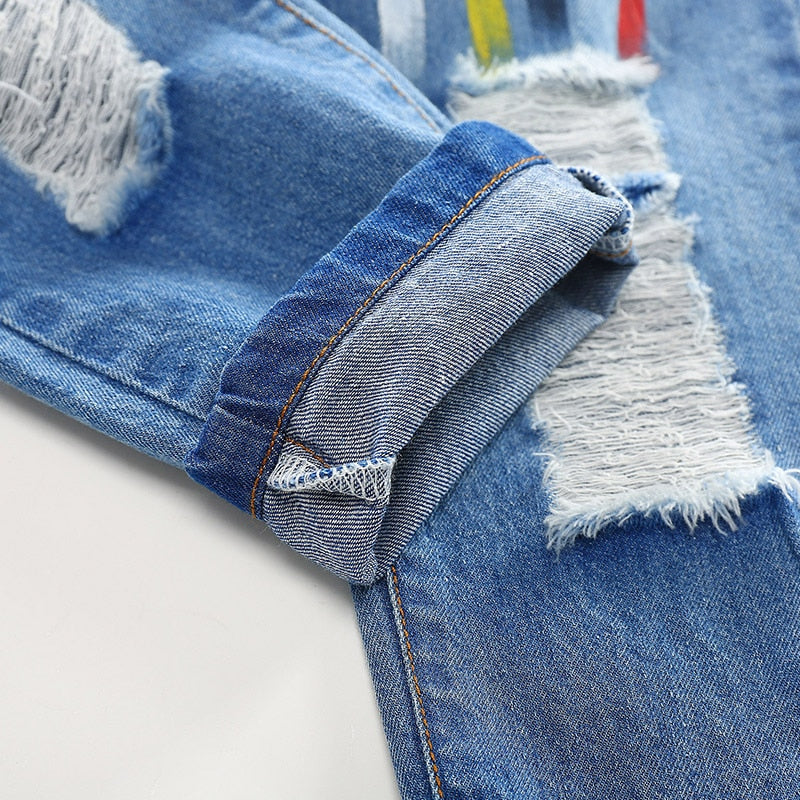 Novelty Elastic  Long Jeans Pants