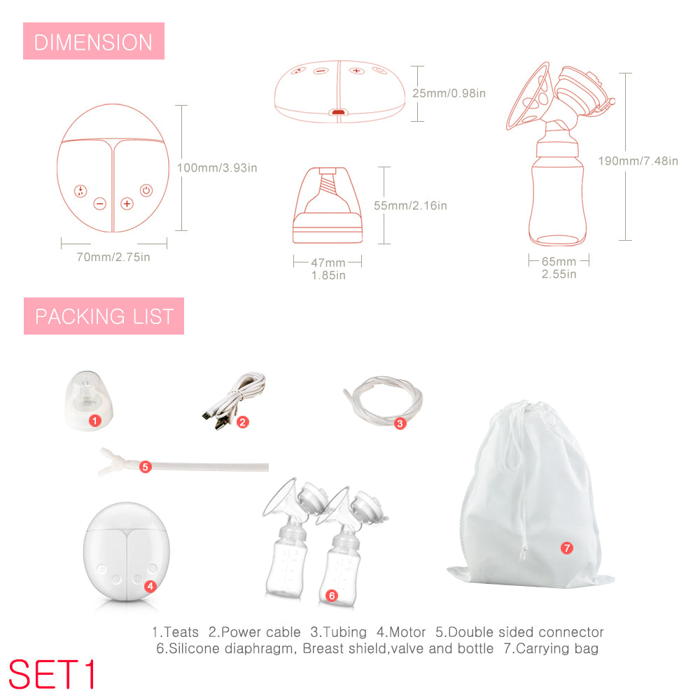 Electric breast pump unilateral and bilateral breast pump