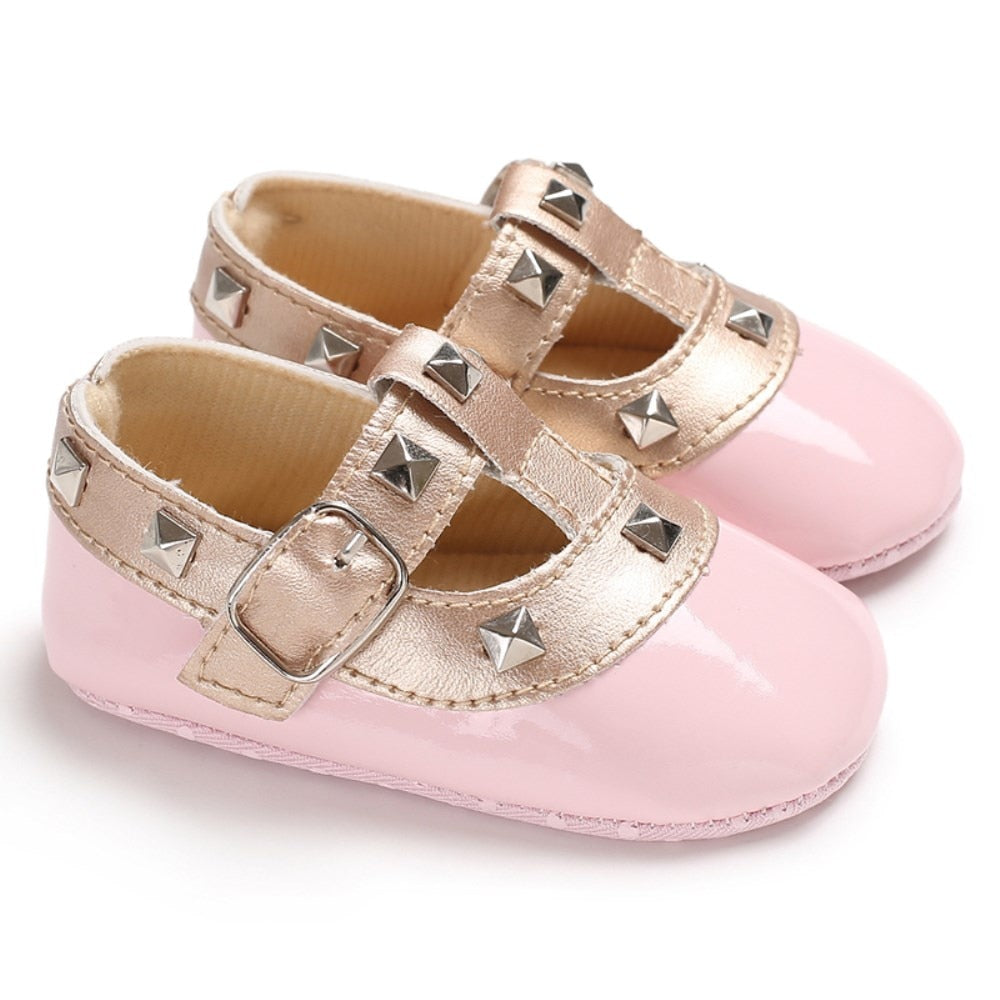Baby Girl  Soft Sole Leather Solid Buckle Sandals