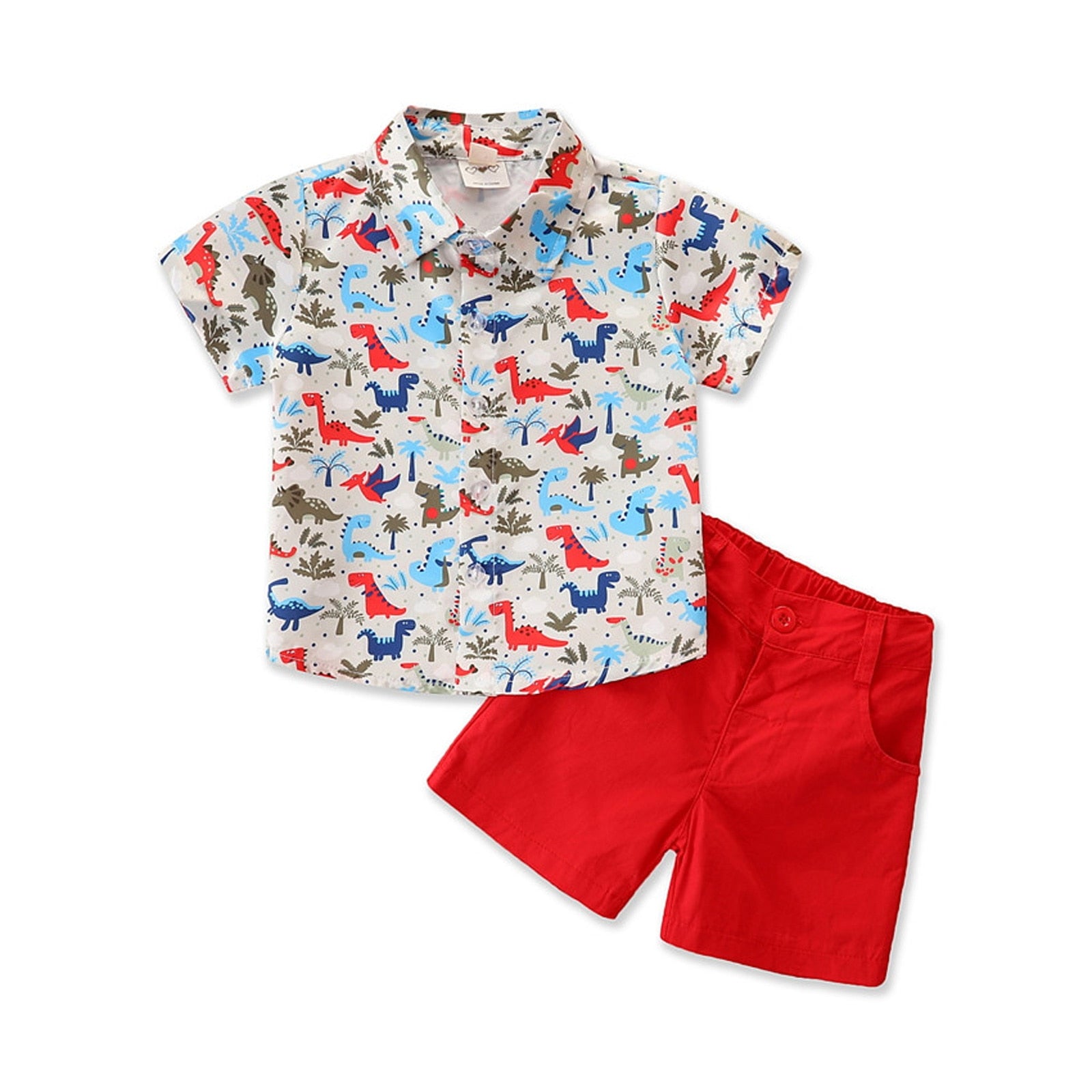 Dinosaur Print Short Sleeve Shirt +  Short Pants