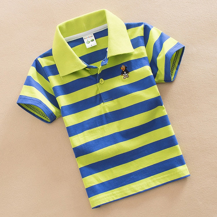 Short Sleeve Shirts Fashion Stripes Polo T-shirt