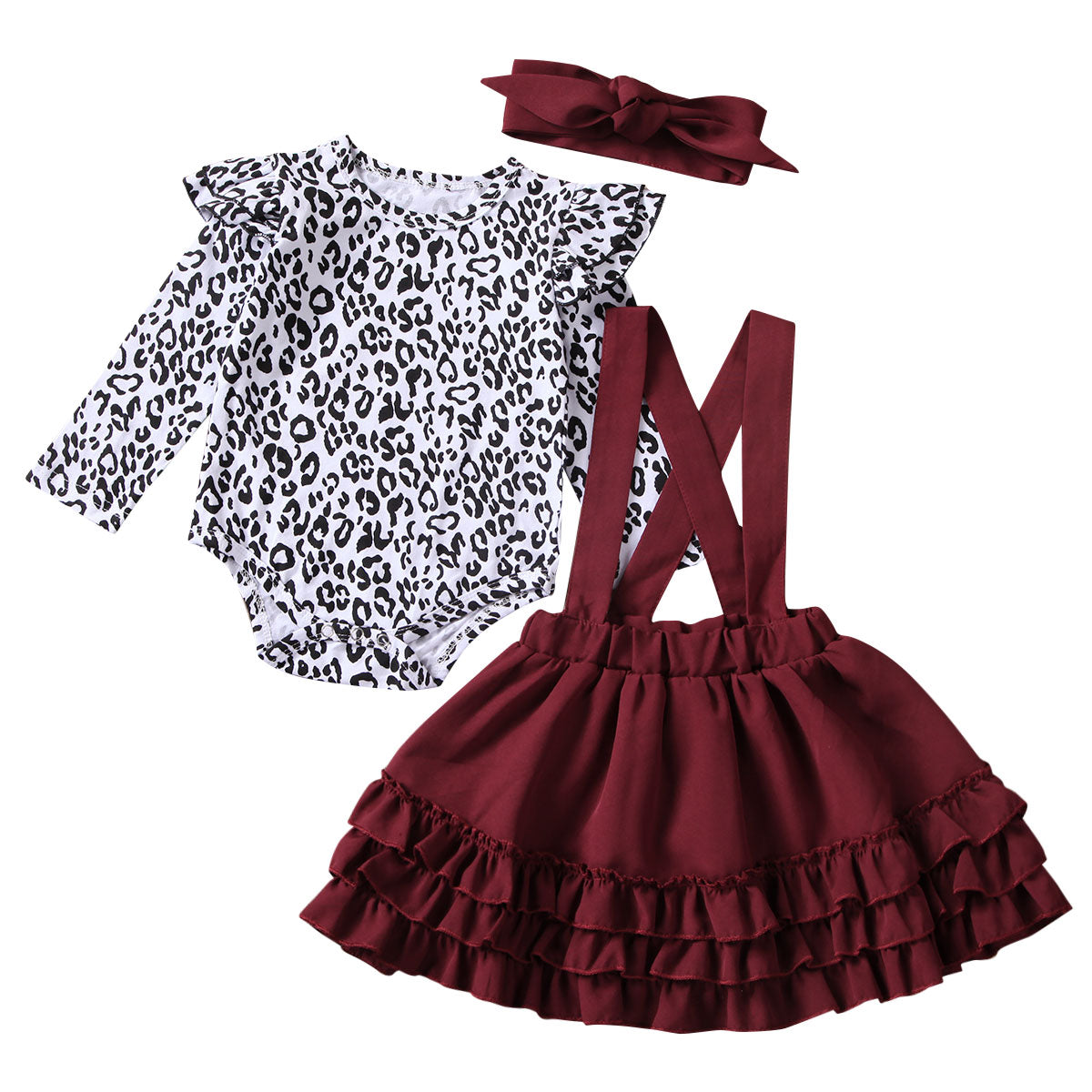 Leopard  Long Sleeve Ruffles Skirts