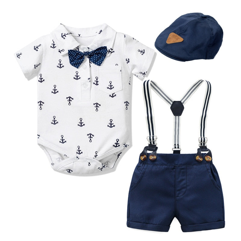 Bow Outfit Hat + Rompers + Shorts Set