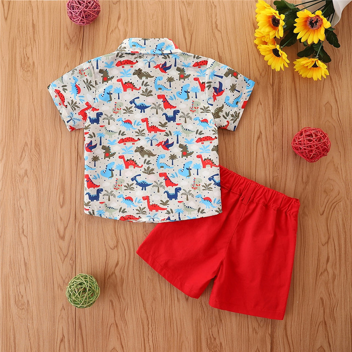Dinosaur Print Short Sleeve Shirt +  Short Pants