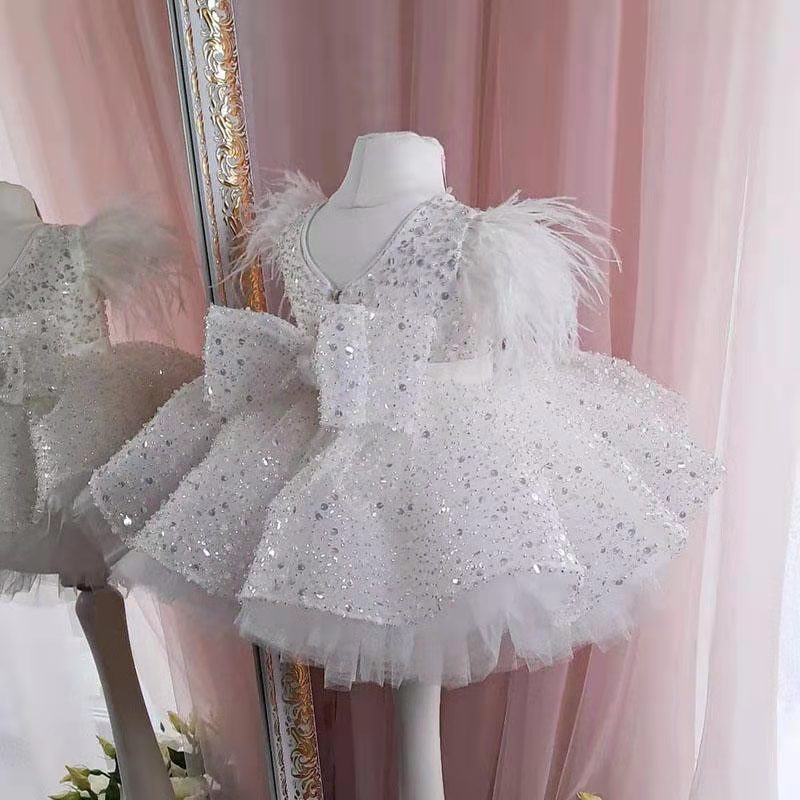 feather sequins tutu dress