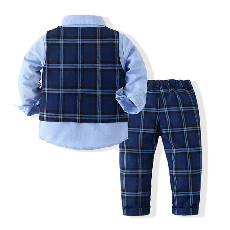 Gentleman Clothing Set Long Sleeve Shirt+Waistcoat+Pants