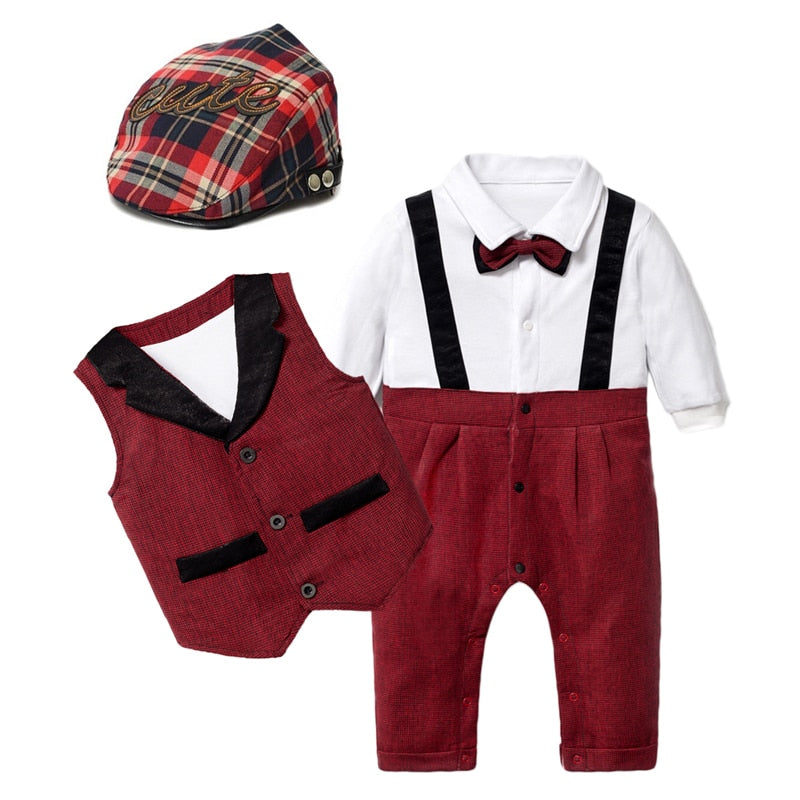 Baby Suits Romper + Vest + Hat