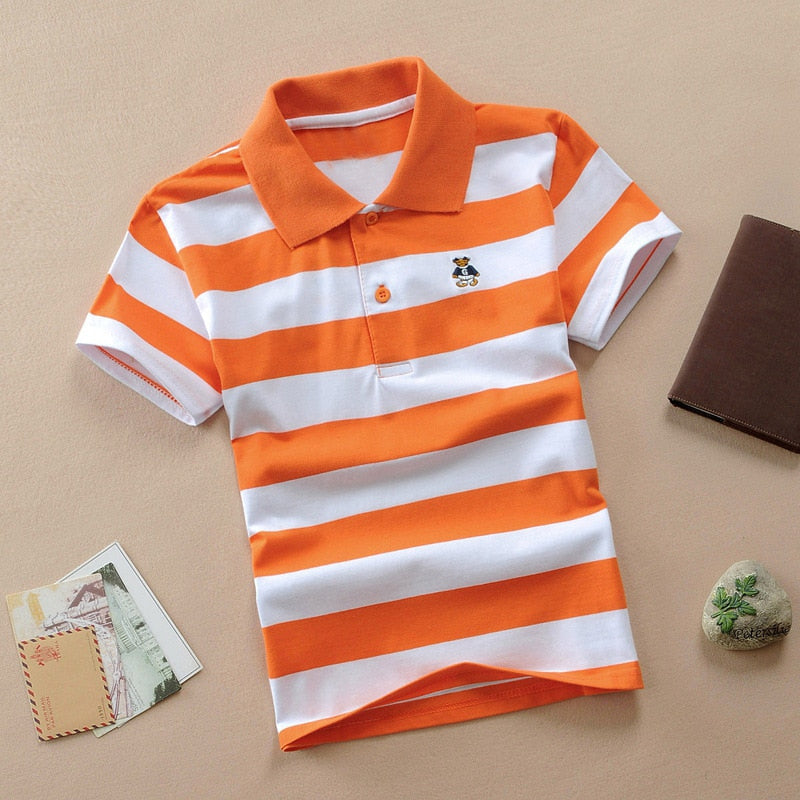 Short Sleeve Shirts Fashion Stripes Polo T-shirt
