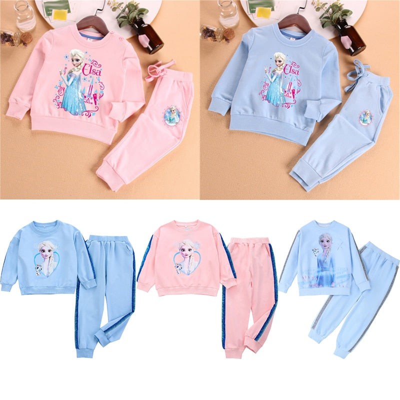 Frozen Elsa Tracksuit  Sweatshirt + Pants 2pcs Outfits