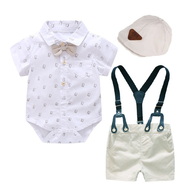 Bow Outfit Hat + Rompers + Shorts Set