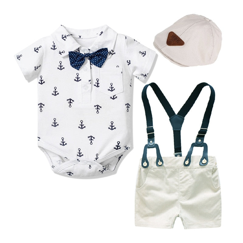Bow Outfit Hat + Rompers + Shorts Set