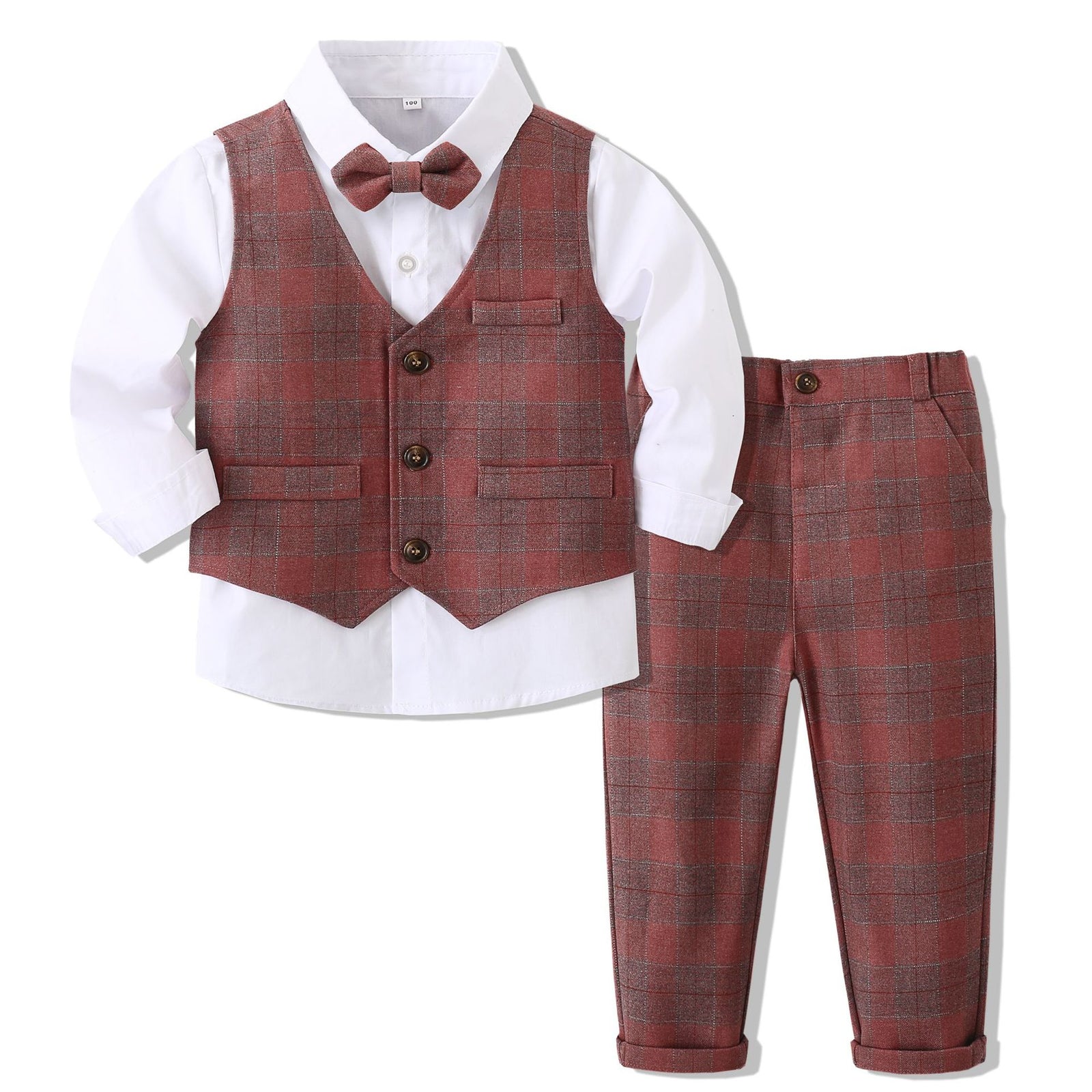 Classic White Shirt with Plaid Vest  Pants