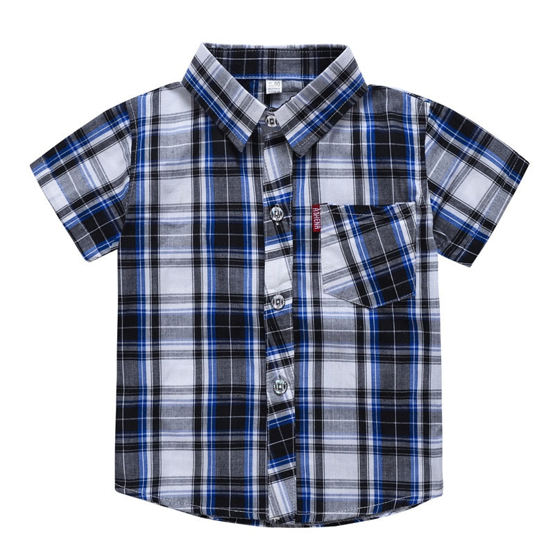 Short Sleeve Classic Plaid Lapel Shirts