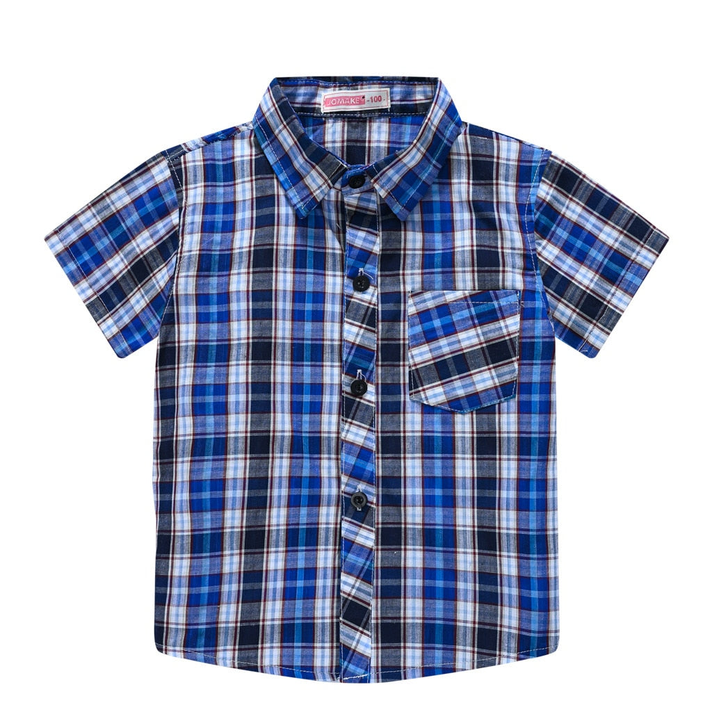 Short Sleeve Classic Plaid Lapel Shirts