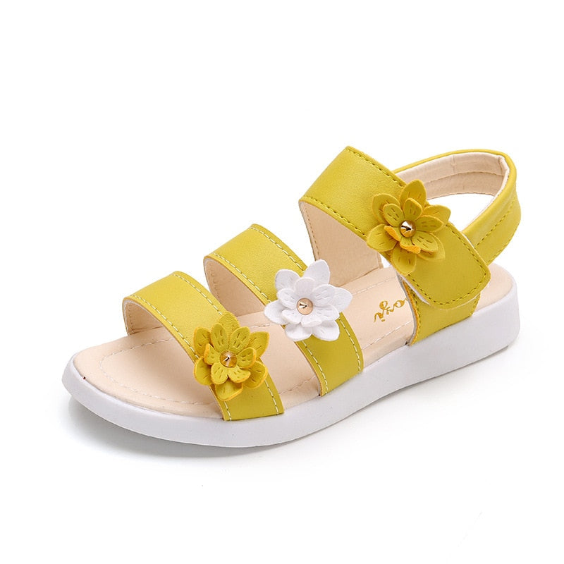 Girls Gladiator Flowers Soft Sandal