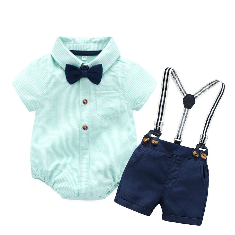 Striped Summer Suit With Bow  Bodysuit Set