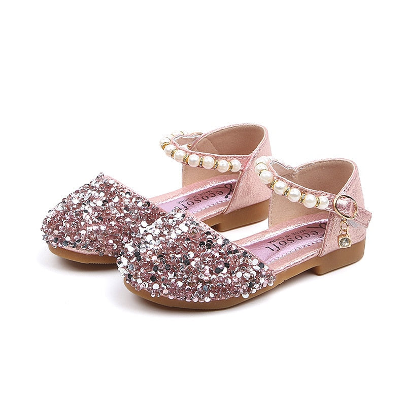 Fashion Sequins Rhinestone Bow Girls Princess Shoes