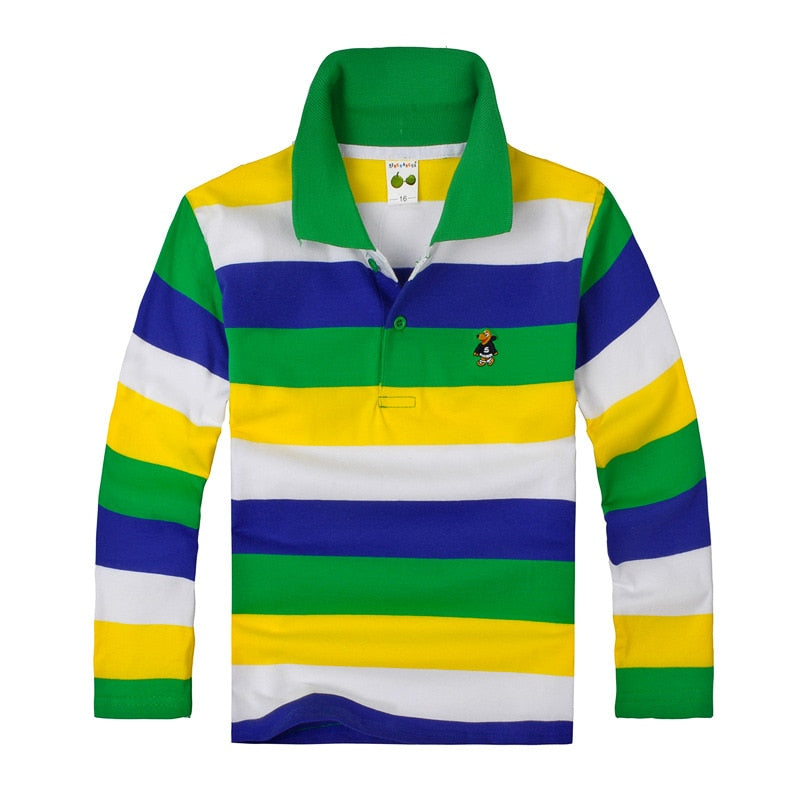 Polo Shirt Stripes  Collar Autumn Long Sleeve  Shirts