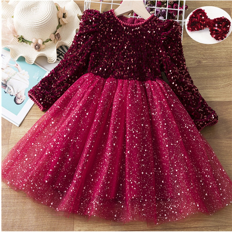 Sequined Shiny Princess Girls Dress