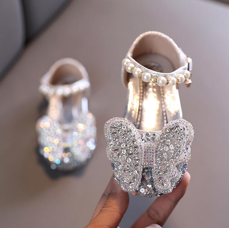 Fashion Sequins Rhinestone Bow Girls Princess Shoes