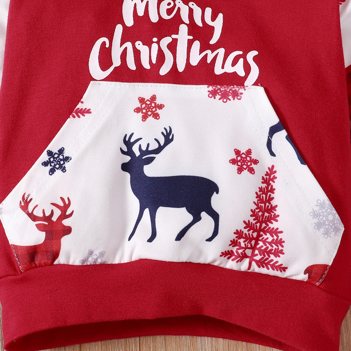Christmas Print Hooded Pullover Tops Pants