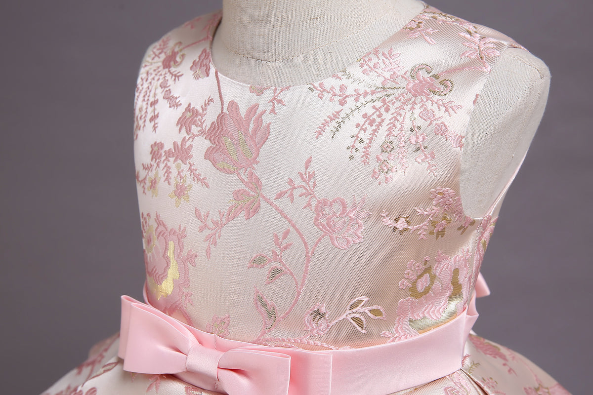 Vintage Flower Bow Kids Dress