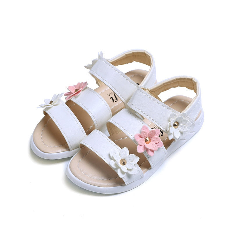 Girls Gladiator Flowers Soft Sandal