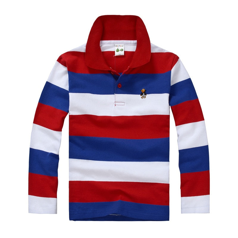 Polo Shirt Stripes  Collar Autumn Long Sleeve  Shirts