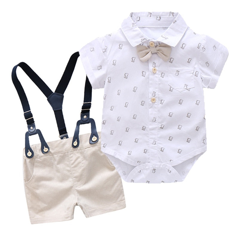 Striped Summer Suit With Bow  Bodysuit Set