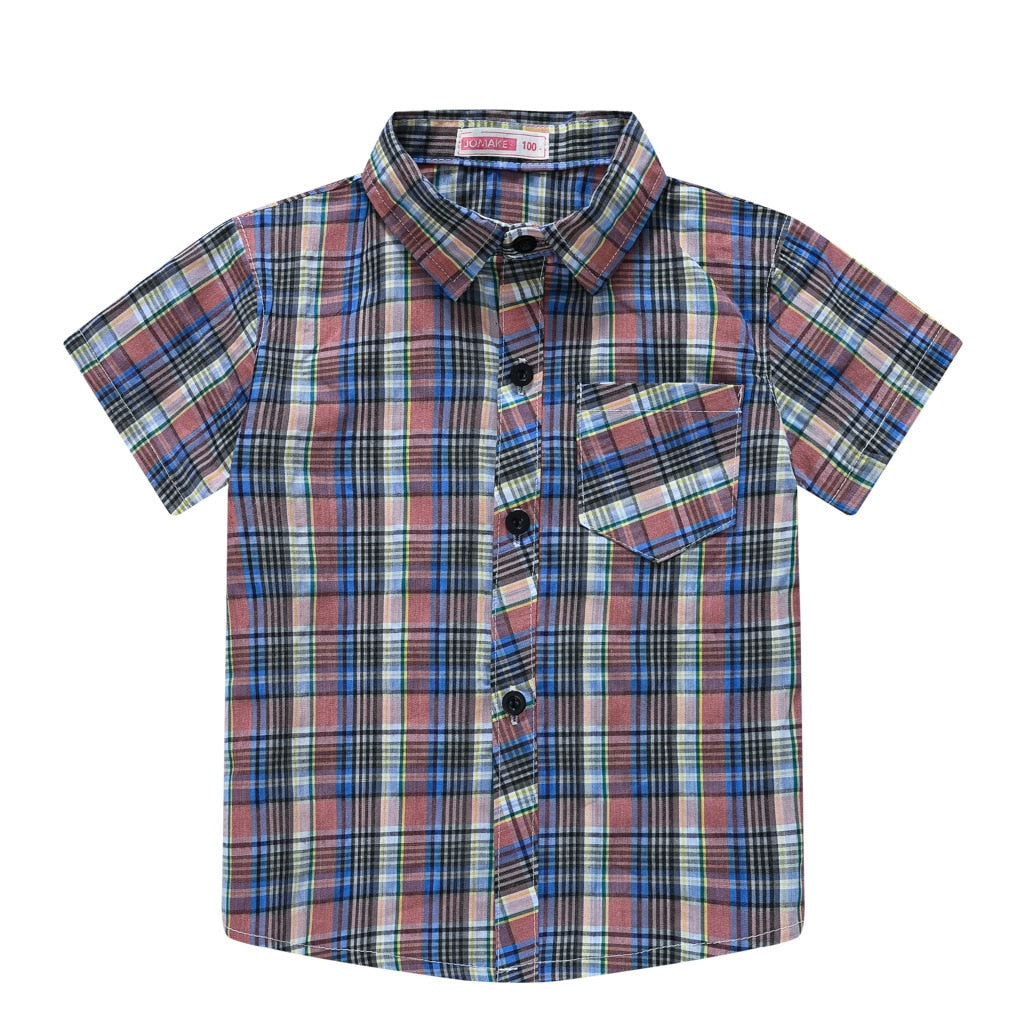 Short Sleeve Classic Plaid Lapel Shirts