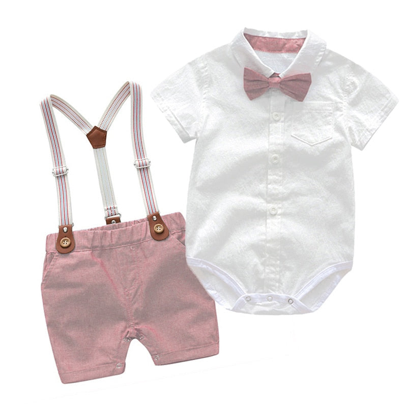 Striped Summer Suit With Bow  Bodysuit Set