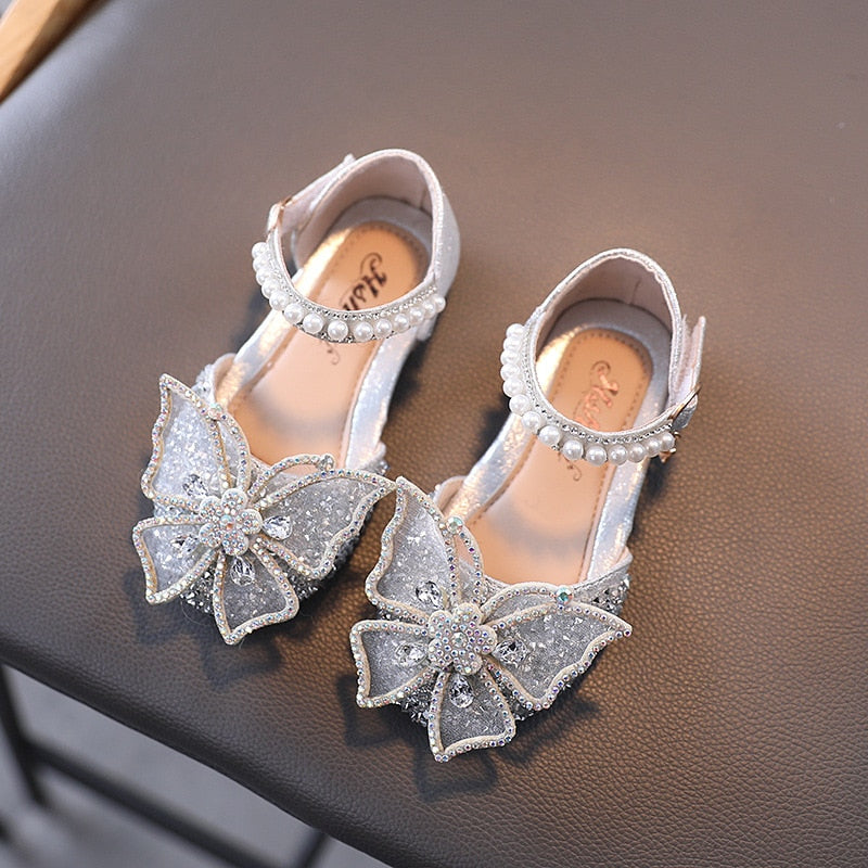 Fashion Sequins Rhinestone Bow Girls Princess Shoes