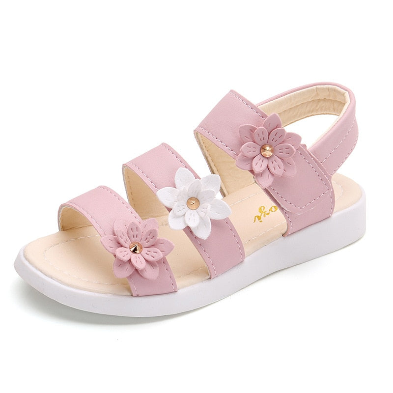 Girls Gladiator Flowers Soft Sandal