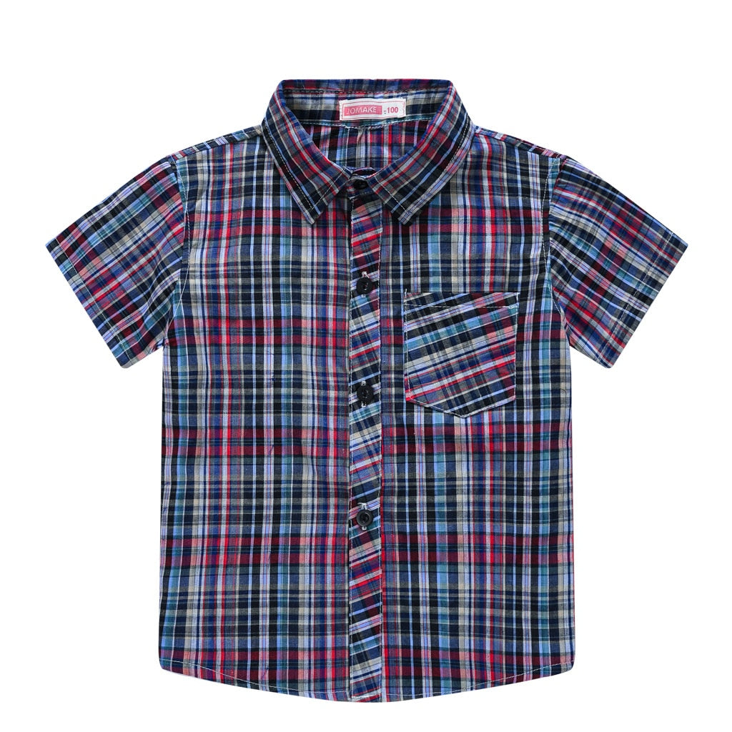 Short Sleeve Classic Plaid Lapel Shirts