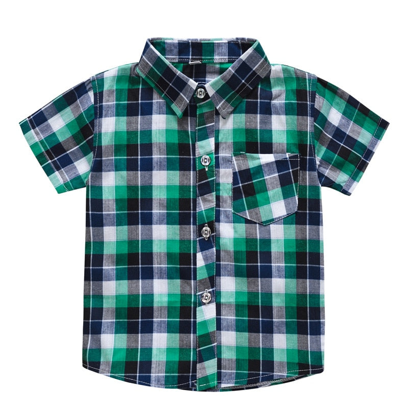 Short Sleeve Classic Plaid Lapel Shirts