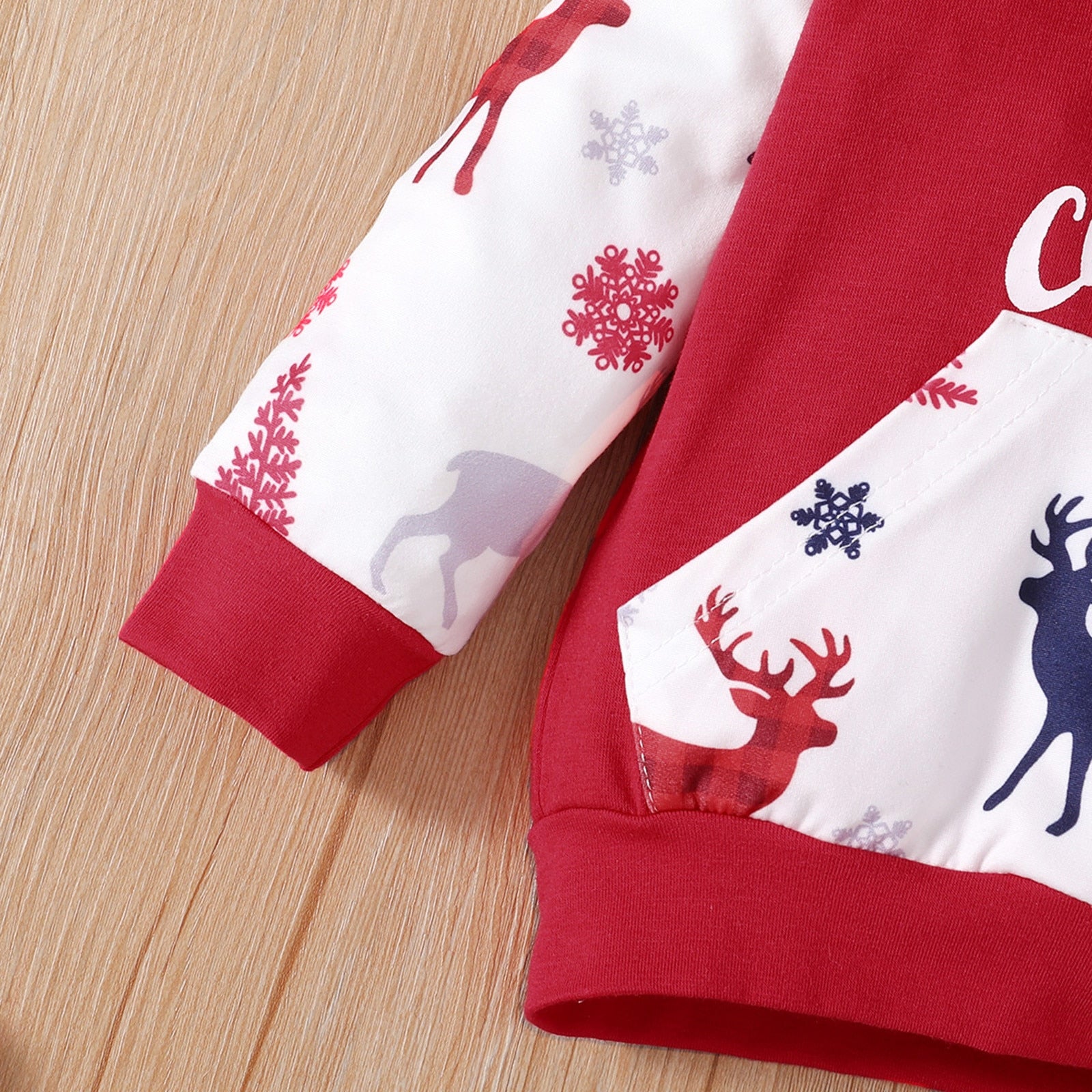 Christmas Print Hooded Pullover Tops Pants