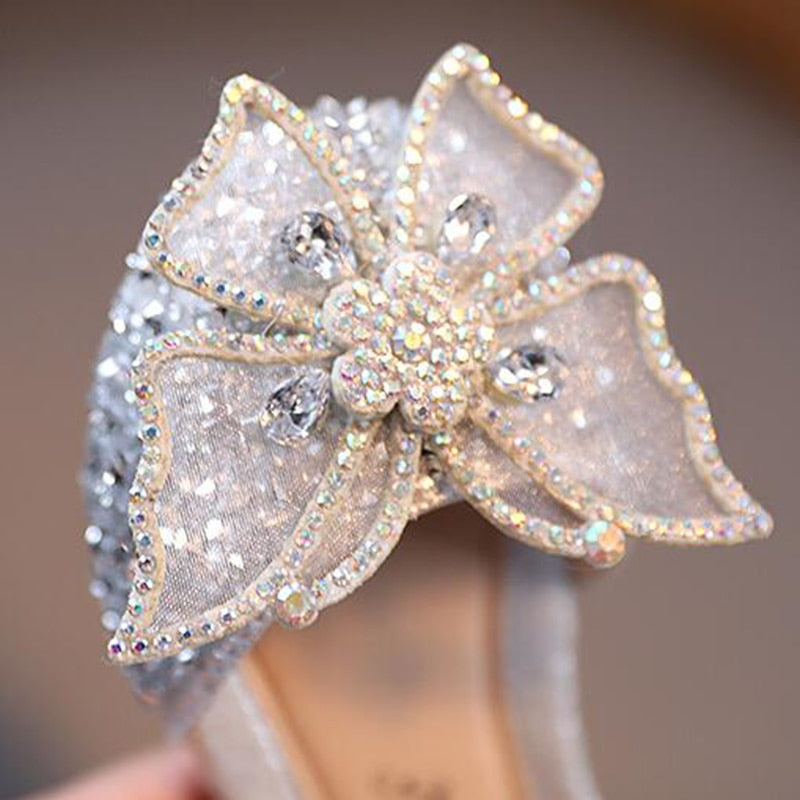 Fashion Sequins Rhinestone Bow Girls Princess Shoes