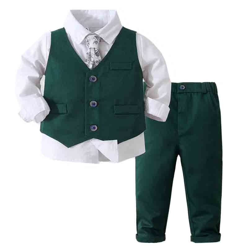 Gentleman Clothing Set Long Sleeve Shirt+Waistcoat+Pants